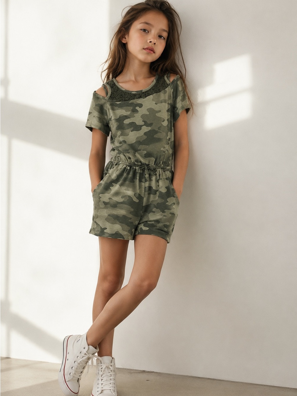 Mudd Green Camouflage Kids Romper